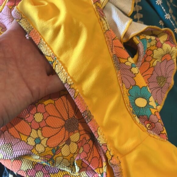 Jessica Simpson Yellow Floral Ruffle Trim One-Piece Swimsuit, M! - Picture 12 of 12